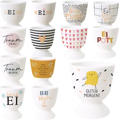 Produktbild von LS-LebenStil Echt-Gold Eierbecher Spruch "Morgen Kücken" edle Gute Laune Eibecher Eierhalter Eihalter Deko Frühstückstisch Geschenk Hochzeit Verlobung