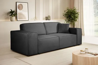 Produktbild von Sofa PEDRO III - 3-Sitzer modernes Couch ohne Schlaffunktion - Schwarz (Velo637)