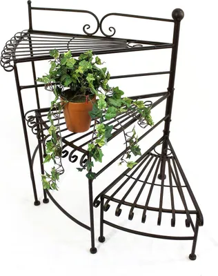 Produktbild von DanDiBo Blumentreppe Metall 64 cm Blumenständer mit 3 Ablagen DY12020 Pflanzenständer Blumenbank Blumenhocker Blumensäule Blumenregal