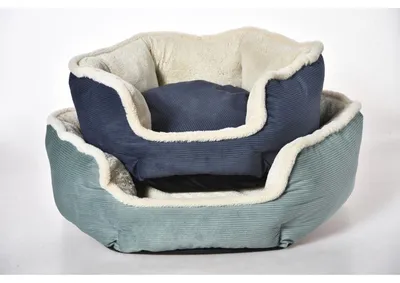 Produktbild von Hundebett Cord und Plüsch ca. 50 cm weiches Hundekissen gemütlicher Schlafplatz für kleine Hunde und Welpen