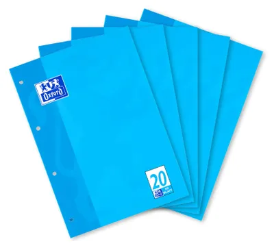 Image de Bloc scolaire A4 linéature 20 50 feuilles perforées 4 fois Paquet de 5 pièces