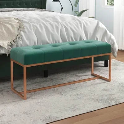 Produktbild von "2026 Promotion" Sitzbank Dunkelgrün 110x36x45 cm Samt - Sitzbänke CC21203