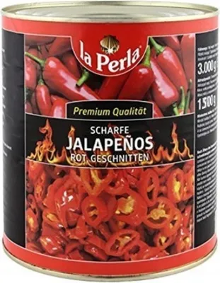 Produktbild von Rote Jalapeno-Schoten in Scheiben geschnitten 2,9 kg - la Perla