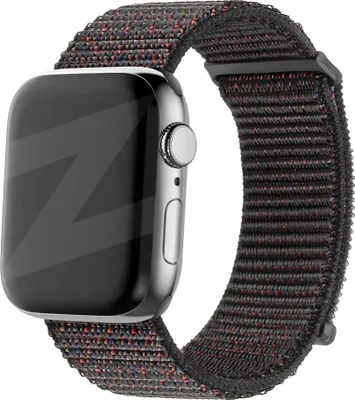 Produktbild von Bandz Nylon Schlaufenband passend für Apple Watch 1/2/3/4/5/6/8/9/SE/Ultra (2) - Größe 42/44/45/49mm - Schwarzes Nylon Apple Watch Armband
