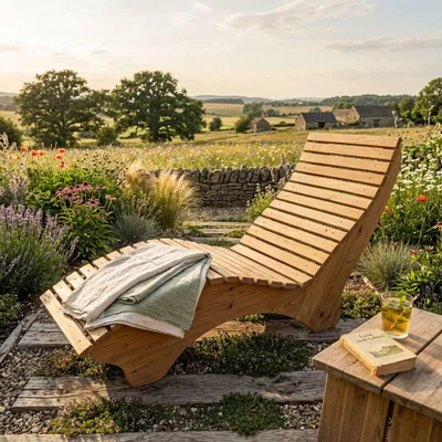 Produktbild von Gartenliege Relaxliege "Ruhe-Vroni" (Zirbe) 2-teilig stehend Breite 70 cm