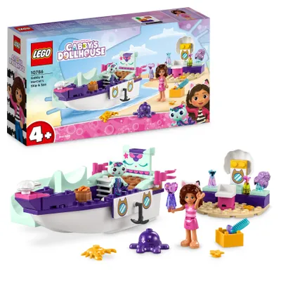 Produktbild von LEGO 10786 Gabby's Dollhouse Gabby & Meerkatze Schiff & Spa Boot Set mit Schönheitssalon, Puppenhaus mit Figuren und Zubehör, Spielset für Mädchen, Jungen, Kinder ab 4 Jahren