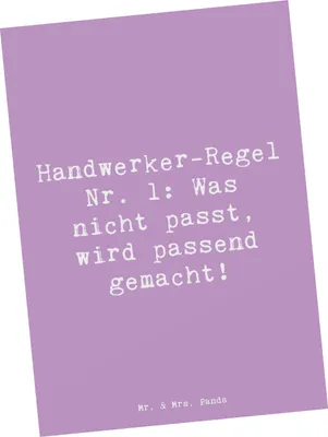 Produktbild von Mr. & Mrs. Panda Ansichtskarte Spruch Handwerker Lösung - Lavendeltraum - Geschenk, Berufsgestaltung, Elektriker, handwerkliche Berufung, Kunstkarten, Postkarten, Beruf