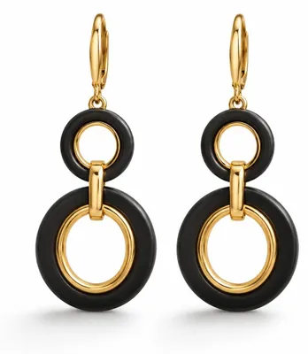 Produktbild von Biba Ohrhänger oval Schwarzgrau Goldfarben  Ohrringe