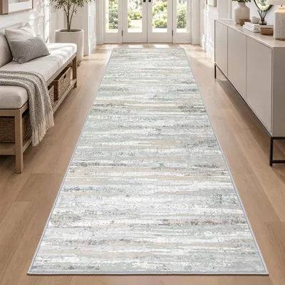 Zdjęcie produktu dla Dywanik 80 x 300 cm w kolorze beżowym, nadający się do prania i posiadający właściwości antypoślizgowe, idealny do przedpokoju, korytarza i kuchni