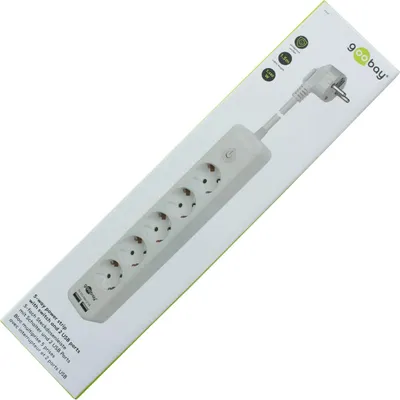 Immagine prodotto di Presa multipla a 5 vie con interruttore e 2 porte di ricarica USB 2,1 A, con sicurezza bambini