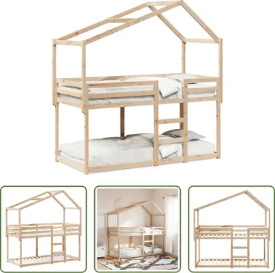 Produktbild von The Living Store Etagenbett mit Dach 90x200 cm Massivholz Kiefer