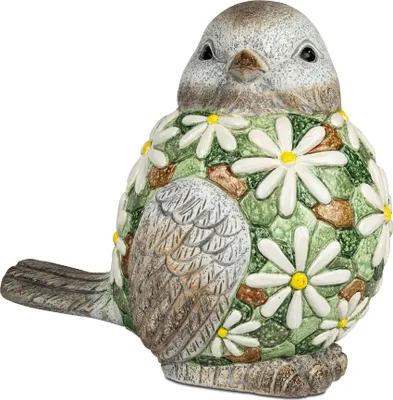 Produktbild von Garten Figur Vogel MOSAIK FLOWER H. 35cm grau grün Magnesia Formano S25
