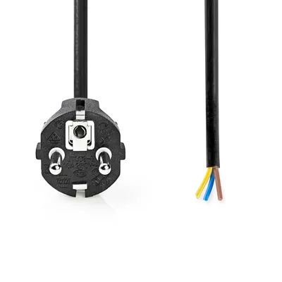 Produktbild von Nedis Stromkabel - Schutzkontaktstecker - Open - Gerade - Gerade - Vernickelt - 3.00 m - Rund - PVC - Schwarz - Label