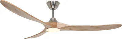 Produktbild von Energiespar Deckenventilator mit LED Beleuchtung und Fernbedienung Eco Genuino-L Chrom gebürstet / Holz Natur 180 cm