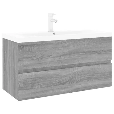 Produktbild von vidaXL Waschbeckenschrank mit Einbaubecken Grau Sonoma Holzwerkstoff