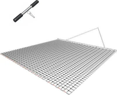 Obrázok produktu pre SucceBuy 122x122 cm, lúkový bránik z pozinkovanej ocele s prívesným reťazom, prídavné zariadenie pre ATV, UTV a traktory na vyrovnávanie štrkových ciest, koľají a polí