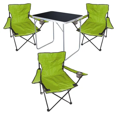 4tlg Camping Set Gartenmöbel Campingtisch + 3x Campingstuhl Klappstuhl