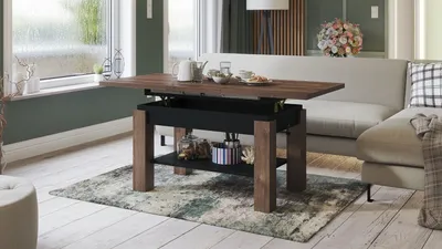 Produktbild von Couchtisch Astoria Eiche dunkel / Schwarz höhenverstellbar ausziehbar