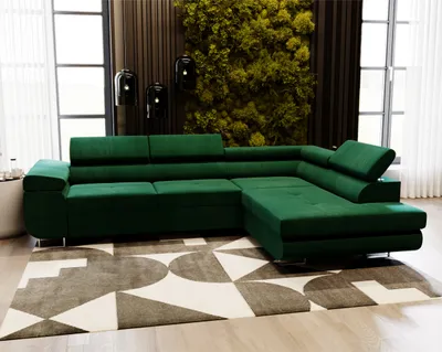 Produktbild von MYSEN Ecksofa Lugo mit Schlaffunktion L-Form Rechts, Sofa mit Bettkasten, Wohnzimmersofa, Couch, Soffa, Bettsofa, Couchgarnitur, 277x203 cm, Grün