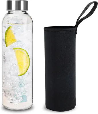 Produktbild von Glas Trinkflasche 500 ml, transparent, mit Schraubverschluss, für Sport