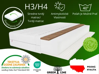 Produktbild von Latexový matrac Tango 140x200 cm, kokosový matrac, výška cca 20 cm, stupeň tvrdosti H3/H4, farba: čierna, vrátane poťahu