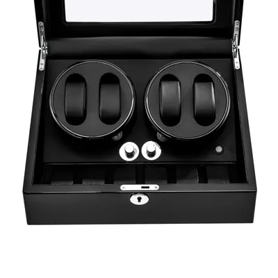 Obrázek produktu pro Watchwinder Elegance - inteligentní natahovač hodinek pro 4 automatické hodinky s úložným prostorem pro 6 hodinek v černém interiéru s 5 různými programy