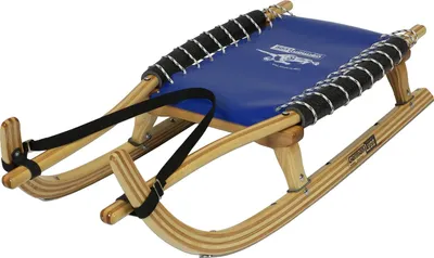 Produktbild von GL Rodel 115 cm Doppel Farbe natur, Rennstahl, Lederlenkriemen, blau