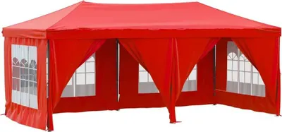 Produktbild von vidaXL Partyzelt Faltbar mit Seitenwänden Rot 3x6 m
