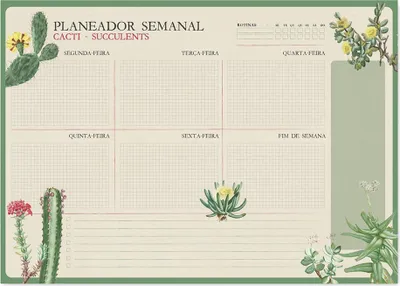Image de Erik Editores Cactus Botaniques A3 Agenda Semainier En Portugais One Size