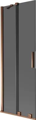 Produktbild von Mexen Velar Duschwand für die Badewanne 2-flügelig verschiebbar 70 x 150 cm, Graphit, Roségold - 896-070-000-41-60