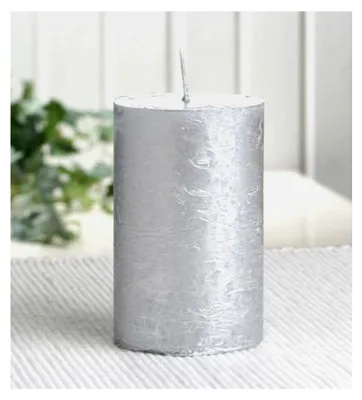 Produktbild von Rustikale Stumpenkerze, 8 x 5 cm Ø, Silber-metallic