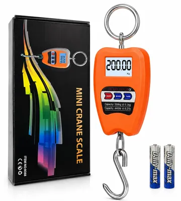 Zdjęcie produktu dla Waga wisząca cyfrowa - Waga żurawiowa - 200 kg - Z hakiem - Wyświetlacz LCD