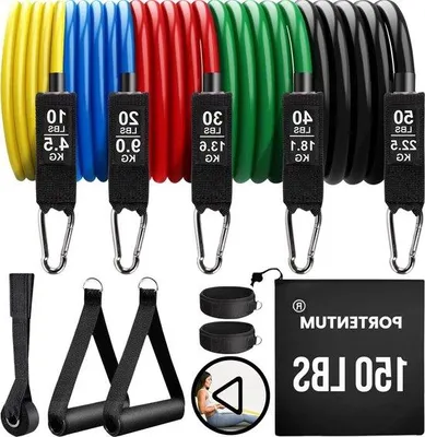 Image de Appareil d'entraînement musculaire élastique à 5 niveaux, jusqu'à 68 kg, multicolore, pour la salle de sport à domicile