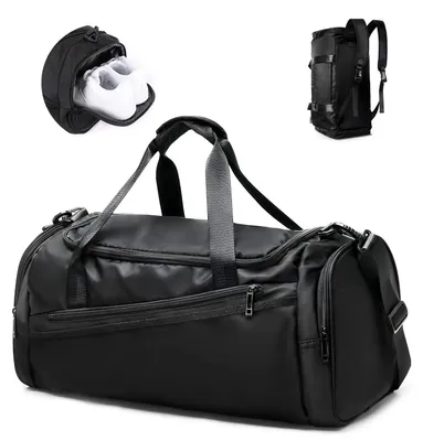 Reise-Dufflebag, wasserdicht, mit Nassfach & Schuhfach, 39 L, schwarz