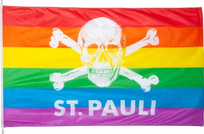 Produktbild von FC St. Pauli - Hissfahne Totenkopf Regenbogen klein 120x200 cm