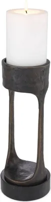 Obrázok produktu pre Casa Padrino luxusný svietnik bronzová farba / čierna Ø 13 x V. 35 cm - Mosadzný svietnik s granitovým podstavcom - Dekoratívne doplnky