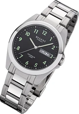 Produktbild von Regent Herren Uhr Metallarmband F-1186 Analog Metall Armbanduhr silber URF1186