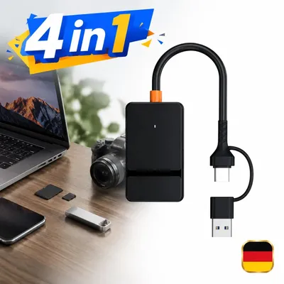 Produktbild von Kartenleser 4-in-1 USB C Adapter OTG SD microSD TF USB 3.0 für Samsung iPhone PC