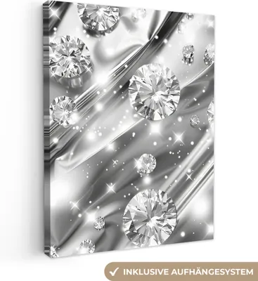 Obrázek produktu pro OneMillionCanvasses® - Obrazy na plátně - Abstraktní - Diamant - - Moderní - Stříbrná, Nástěnné umění, Nástěnné dekorace Obývací pokoj, 60x80cm