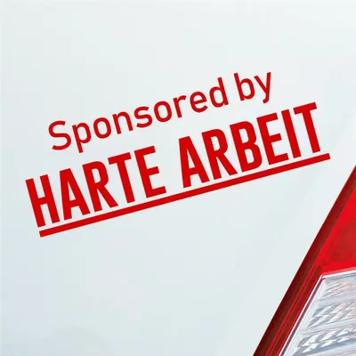 Produktbild von Auto Aufkleber Sponsored by Harte Arbeit Gesponsert Hard 19x7 cm Rot Sticker Heckscheibenaufkleber