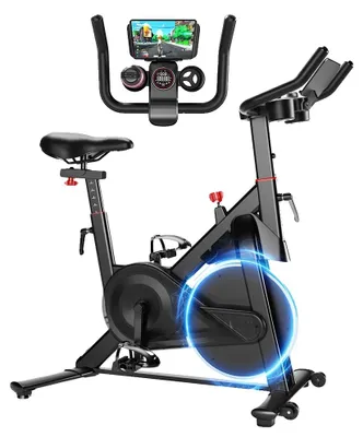Image de Vélo d'appartement, résistance réglable sur 32 niveaux, écran LCD, couleur noire et rouge