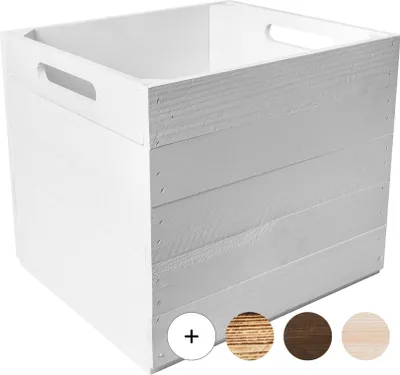 Image de Creative Deco Caisse en Bois Blanc Compatible Étagères KALLAX 33 x 37 x 33 cm