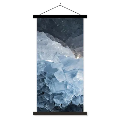 Produktbild von MuchoWow® Textilposter Naturstein - Kristall - Blau 60x120 cm mit schwarzem Rahmen - Magnete