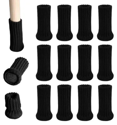 Image de Lot de 16 protège-pieds de chaise, couleur noire