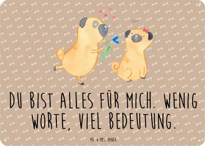 Produktbild von Mr. & Mrs. Panda tafel Mops Verliebt DIN A6 - Hundeglück - Geschenk, Liebe, wandtafel, Hund, Sprüche, Wandbild, Türschild, Knuffig, Pure, Schild, Retro Blechschild