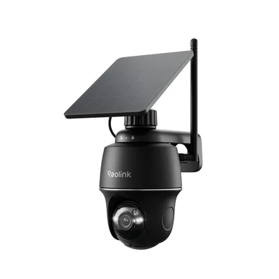Produktbild von Reolink Argus PT+Solarpanel, 2K+ 5MP PTZ Solar/Akku-Überwachungskamera Outdoor 2,4/5GHz WiFi, Personen/Fahrzeugerkennung, 2-Wege-Audio, Schwarz