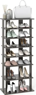 Produktbild von Verstellbares 7-stöckiges Schuhregal, platzsparend, grau