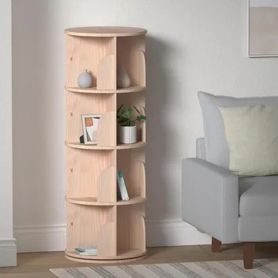 Produktbild von Holz-Multifunktions-Bücherregal, 360-Grad-Winkel, für Kinder und Erwachsene, 4-Schubladen-Holzregal