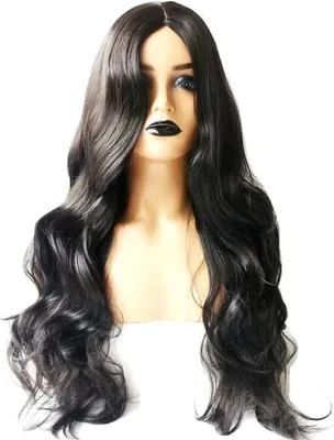 Produktbild von ASKSA Damen Perücke Schwarz Damenperücke Lang Locken Natürlich Wig, Schwarz
