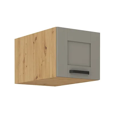 Image de Meuble haut à portes battantes LAILI - largeur 40 cm, gris clair / chêne artisanal